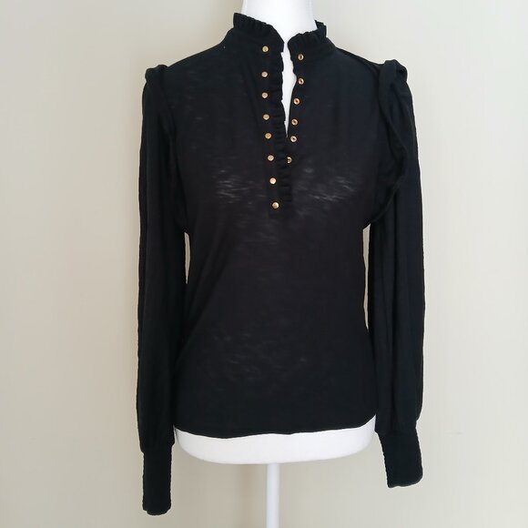 Nation Ltd Lilian Long Sleeve Top in Jet Black Size XS - Picture 3 of 9